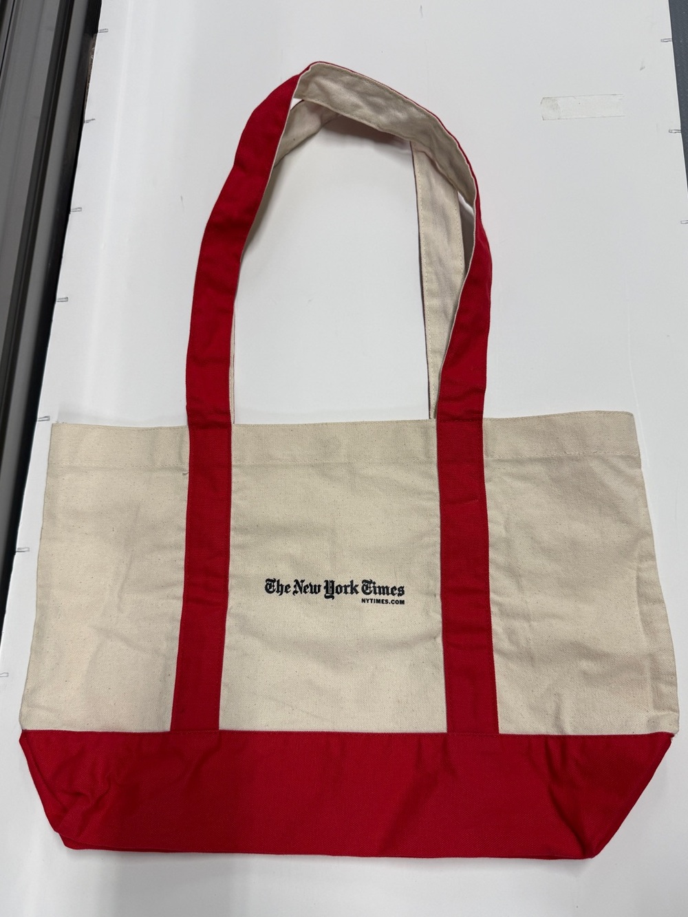 Red & Cream Canvas Tote Bag